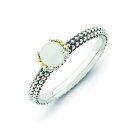 Silver stackable ring with white agate