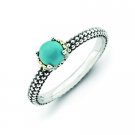 Silver stackable ring with turquoise