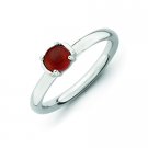 Silver stackable ring with red agate