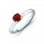 Silver stackable ring with red agate