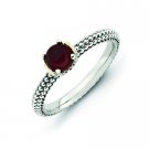 Silver stackable ring with red agate