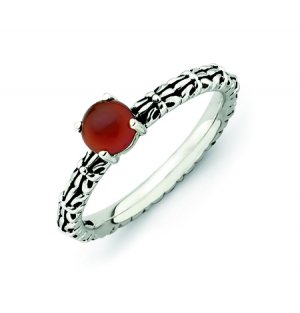 Silver stackable ring with red agate