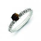 Silver stackable ring with tiger's eye
