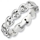 Silver stackable ring with hearts band