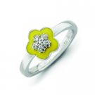 Silver stackable ring with enamel yellow flower