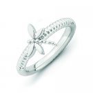 Silver stackable ring with enamel dragonfly