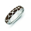 Silver stackable ring with enamel animal giraffe print
