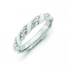 Silver stackable ring with enamel white stripe print