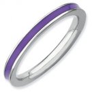 Silver stackable ring with enamel purple