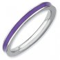 Silver stackable ring with enamel purple