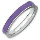 Silver stackable ring with enamel purple