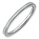 Silver stackable ring with enamel white
