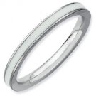 Silver stackable ring with enamel white