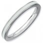 Silver stackable ring with enamel white