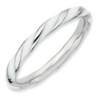 Silver stackable ring with enamel white