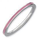 Silver stackable ring with enamel pink