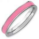 Silver stackable ring with enamel pink
