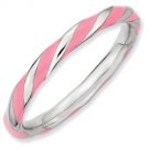Silver stackable ring with enamel pink