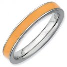 Silver stackable ring with enamel orange