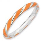 Silver stackable ring with enamel orange