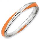 Silver stackable ring with enamel orange