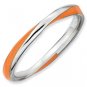 Silver stackable ring with enamel orange
