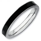 Silver stackable ring with enamel black