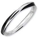 Silver stackable ring with enamel black