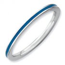 Silver stackable ring with enamel blue