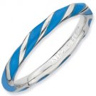Silver stackable ring with enamel blue