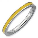 Silver stackable ring with enamel yellow