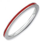 Silver stackable ring with enamel red