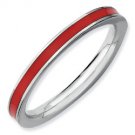 Silver stackable ring with enamel red