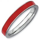 Silver stackable ring with enamel red