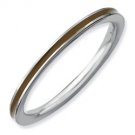 Silver stackable ring with enamel brown