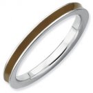 Silver stackable ring with enamel brown