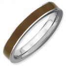 Silver stackable ring with enamel brown