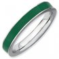 Silver stackable ring with enamel green