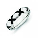 Silver stackable ring with black and white enamel