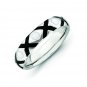 Silver stackable ring with black and white enamel