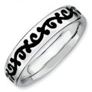 Silver stackable ring with black enamel