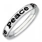 Silver stackable ring with black enamel "peace"