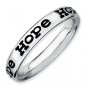 Silver stackable ring with black enamel "hope"