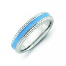 Silver stackable ring with enamel blue
