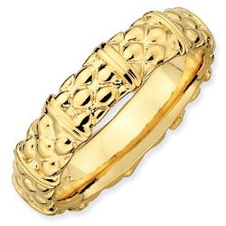 Silver stackable ring with 18k yellow gold plate