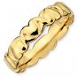 Silver stackable ring with 18k yellow gold plate hearts