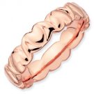 Silver stackable ring with 18k rose gold plate hearts