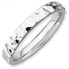 Silver stackable ring shiny hammered finish