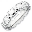 Silver stackable ring shiny hearts