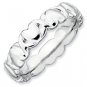 Silver stackable ring shiny hearts